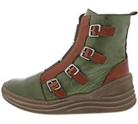 Gemini Damen Stiefelette Biker Boot Riemen Schnalle Keilabsatz 033650-02, Größe:37 EU, Farbe:Grün