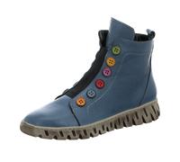 Gemini Damen Stiefelette aus Leder mit Gummizug und bunter Knopfleiste 337135-02, Größe:37 EU, Farbe:Blau
