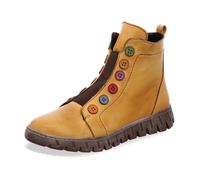 Gemini Damenschlupfstiefel 337135-02 Anilina Leder mit Gummizug und bunter Knopfleiste Ocker Gr. 37