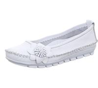 Gemini Damen Ballerina Leder mit Mokassin-Naht und Blütenapplikation 003127-01