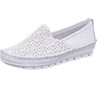 Gemini Damen Ballerinas Leder Mokassins Slipper 382163-01, Größe:40 EU, Farbe:Weiß