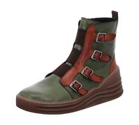 Gemini Damen Stiefelette Biker Boot Riemen Schnalle Keilabsatz 033650-02, Größe:40 EU, Farbe:Grün