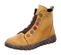 Gemini Damen-Stiefelette 337135-02320 Leder mit Gummizug und bunter Knopfleiste Gelb Ocker EU 40