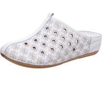 Gemini Damen Clog Lederschuh florales Design mit Lochmuster 336523-02, Größe:38 EU, Farbe:Weiß