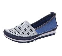 Gemini Damen Leder Ballerinas Mokassins 382013-01, Größe:41 EU, Farbe:Blau