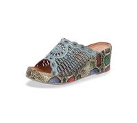 Gemini Damen Leder Clogs Pantoletten floral 032641-73, Größe:39 EU, Farbe:Grün