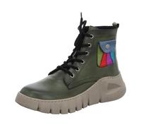 Gemini Damen Leder Schnürboot Profilsohle Seitentasche Reißverschluss 033304-02, Größe:39 EU, Farbe:Grün