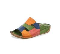Gemini Damen Pantolette Leder Patchwork Optik Keilabsatz 336052-02, Größe:41 EU, Farbe:Orange