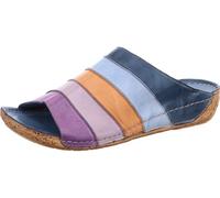 Gemini Damen Pantolette Clog Leder Keilabsatz Korkoptik 032084-02, Größe:40 EU, Farbe:Blau