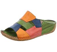 Gemini Damen Pantolette Leder Patchwork Optik Keilabsatz 336052-02, Größe:38 EU, Farbe:Orange