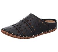 Gemini Damen Pantolette Sabot Leder Clog Cutouts 031195-02, Größe:41 EU, Farbe:Schwarz