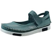 Gemini Damen Riemchenballerina Leder Klettverschluss ungefüttert flexibel 382534-01, Größe:38 EU, Farbe:Blau