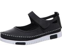 Gemini Damen Riemchenballerina Leder Klettverschluss ungefüttert flexibel 382534-01, Größe:40 EU, Farbe:Schwarz