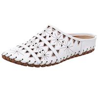 Gemini Damen Pantolette Sabot Leder Clog Cutouts 031195-02, Größe:40 EU, Farbe:Weiß