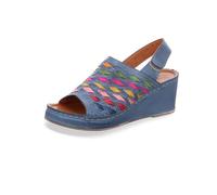 Gemini Damen Sandalen Flechtoptik Keilabsatz Slingback Klettverschluss 032672-02, Größe:39 EU, Farbe:Blau