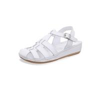 Gemini Damen Sandale 336510-02 Leder mit Schnalle und Cutouts Weiß Größe 39 EU