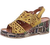 Gemini Damen Sandalen Leder Sandaletten Keilabsatz 032647-73, Größe:40 EU, Farbe:Gelb