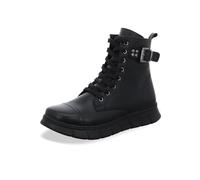 Gemini Damen Stiefelette Leder Combat Boot sportlich Schnalle Nieten 341913-02, Größe:41 EU, Farbe:Schwarz