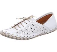 Gemini Damen Schnürschuh Leberschuh 031218-02, luftiges Muster, flexible Laufsohle, Weiß 39 EU