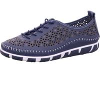 Gemini Damen Schnürschuh perforierter Leder Halbschuh mit Wechselsohle 395438-01, Größe:40 EU, Farbe:Blau