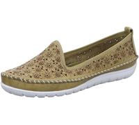 Gemini Damen Slipper aus Leder mit Blumen und Lochmuster sportlich 382631-01, Größe:39 EU, Farbe:Grün