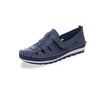 Gemini Damen Slipper 382334-01 Nappa Leder Flechtoptik Klettverschluss Blau Größe 37