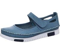 Gemini Damen Slipper Leder Klettverschluss ungefüttert flexibel 382534-01, Größe:39 EU, Farbe:Blau