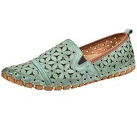 Gemini Damen Slipper Leder Mokassin floral Blumen Cutouts 031174-02, Größe:38 EU, Farbe:Mehrfarbig