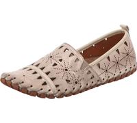 Gemini Bequeme Slipper Mokassin Leder mit Lochmuster und losen Einlagen Damen Beige Gr. 38 EU