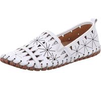 Gemini Damen Slipper Leder Mokassin mit Lochmuster und losen Einlagen 031225-02, Größe:38 EU, Farbe:Weiß