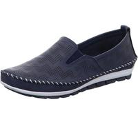 Gemini Damen Slipper Leder Mokassin mit Lochmuster und Wechselsohle 382647-01, Größe:41 EU, Farbe:Blau