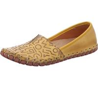 Gemini Damen Slipper Mokassin Muster Leder Ziernaht 031165-02, Größe:37 EU, Farbe:Gelb