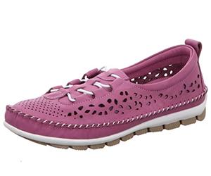 Gemini Damen Slipper Mokassin Schnürschuh sportlich Cutouts 340201-01, Größe:37 EU, Farbe:Pink
