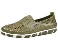 Gemini Damen Slipper Schlüpfschuh Lederschuh mit Lochmuster 395745-01, Größe:39 EU, Farbe:Grün