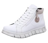 Gemini Damen Stiefelette High Top Sneaker Leder Reißverschluss 340240-02, Größe:40 EU, Farbe:Weiß