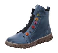 Gemini Damen Stiefelette aus Leder mit Gummizug und bunter Knopfleiste 337135-02, Größe:42 EU, Farbe:Blau