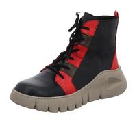 Gemini Stiefelette 033317-02 Damen aus Leder Plateau Keilabsatz Schwarz/Rot/Grün Größe 39