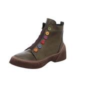 Gemini Damen Stiefelette Boot Bunte Knöpfe Stretcheinsatz Coole Sohle 033100-02, Größe:39 EU, Farbe:Grün