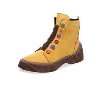 Gemini Damen Stiefelette Boot Bunte Knöpfe Stretcheinsatz Coole Sohle 033100-02, Größe:42 EU, Farbe:Gelb