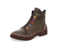 Gemini Damen Stiefelette Boot Bunte Knöpfe Stretcheinsatz Coole Sohle 033100-02, Größe:42 EU, Farbe:Grün