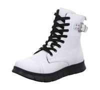 Gemini Damen Stiefelette Leder Combat Boot sportlich Schnalle Nieten 341913-02, Größe:42 EU, Farbe:Weiß