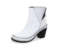 Gemini Damen Stiefelette Leder Blockabsatz herausnehmbare Innensohle 335351-02, Größe:40 EU, Farbe:Weiß