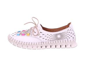 GEMINI Damenschuhe Elegante Schnürer WEISS WEISS - Gr. - 42