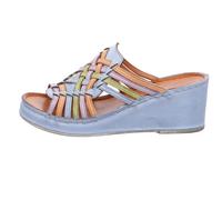 GEMINI Damenschuhe Klassische Pantoletten BLAU/APRICOT BLAU/APRICOT - Gr. - 41