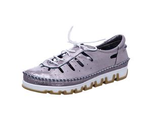 Gemini GLANZNAPPA SCHNUERSCHUH für Damen, silber, Größe 39 EU