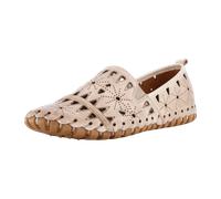 Gemini Bequeme Slipper Mokassin Leder mit Lochmuster und losen Einlagen Damen Beige Gr. 38 EU