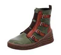 Gemini Damen Stiefelette Biker Boot Riemen Schnalle Keilabsatz 033650-02, Größe:37 EU, Farbe:Grün