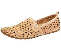 Gemini leichte Damen Slipper Leder Mokassin mit florales Lochmuster 031174-02, Größe:38 EU, Farbe:Orange