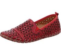 Gemini leichte Damen Slipper Leder Mokassin mit florales Lochmuster 031174-02, Größe:38 EU, Farbe:Rot