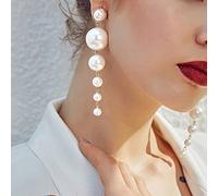 Gemini_mall Ohrringe für Frauen und Mädchen, elegante Kunstperlen lange Ohrringe Perlen Schnur Linear baumeln Hochzeit Party Valentinstag Muttertag Hochzeit Party Party Weihnachten Geburtstag